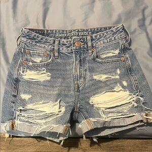 American Eagle Outfitters Ripped Light Blue Jean Shorts